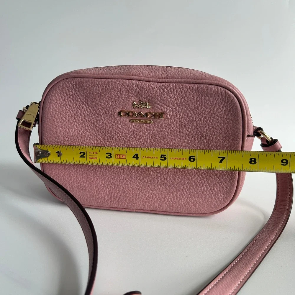Coach Mini Jamie Powder Pink Pebbled Leather Camera Bag Excellent